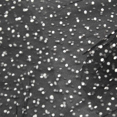 Tulle Elasticizzato Nero con Pois Oro